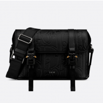 Dior Hit the Road Messenger Bag with Flap Black Dior Gravity Leather and Black Grained Calfskin