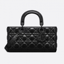 Dior Medium Lady D-Joy Bag Black Crinkled Cannage Calfskin