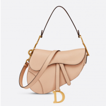 Dior Saddle Bag with Strap Sand Pink Grained Calfskin