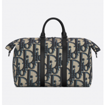 Dior Weekender 40 Bag Beige and Black Maxi Dior Oblique Jacquard