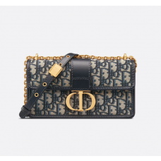 Dior 30 Montaigne East-West Bag with Chain Blue Dior Oblique Jacquard