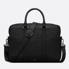 Dior Briefcase Black Dior Gravity Leather and Black Grained Calfskin