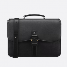 Dior Gallop Briefcase Black Grained Calfskin
