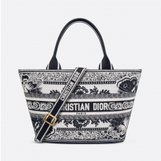Dior Hat Basket Bag White and Black Butterfly Bandana Embroidery