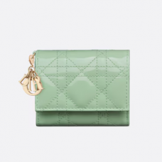 Dior Lady Dior Lotus Wallet Pastel Mint Patent Cannage Calfskin