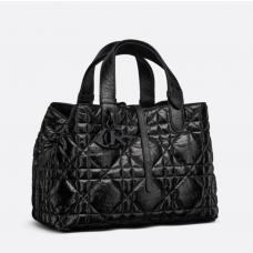 Dior Medium Dior Toujours Bag Black Macrocannage Crinkled Calfskin