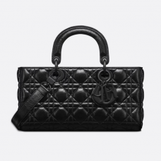 Dior Medium Lady D-Joy Bag Black Crinkled Cannage Calfskin
