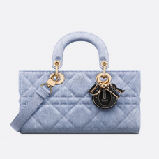 Dior Medium Lady D-Joy Bag Blue Macrocannage Denim