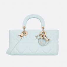 Dior Medium Lady D-Joy Bag Céleste Blue Macrocannage Denim