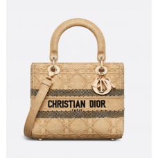 Dior Medium Lady D-Lite Bag Natural Cannage Raffia