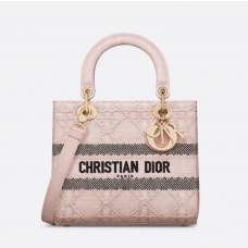 Dior Medium Lady D-Lite Bag Powder Pink Cannage Raffia