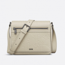 Dior Messenger Bag with Flap Beige Dior Gravity Leather and Beige Grained Calfskin