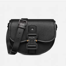 Dior Mini Gallop Bag with Strap Black Grained Calfskin