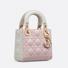 Dior Mini Lady Dior Bag Latte and Powder Pink Cannage Lambskin