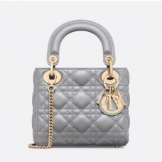 Dior Mini Lady Dior Bag Opaline Gray Pearlescent Cannage Lambskin