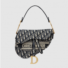 Dior Saddle Bag Blue Dior Oblique Embroidery