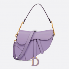 Dior Saddle Bag with Strap Lilac Smooth Calfskin