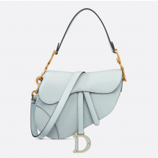 Dior Saddle Bag with Strap Placid Blue Smooth Calfskin
