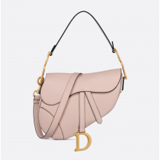 Dior Saddle Bag with Strap Powder Pink Grained Calfskin
