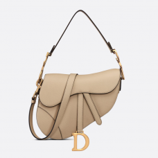 Dior Saddle Bag with Strap Sand-Colored Grained Calfskin