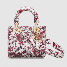 Dior Small Lady Dior My ABCDior Bag White and Red Calfskin with Le Cœur des Papillons Print