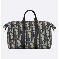 Dior Weekender 40 Bag Beige and Black Maxi Dior Oblique Jacquard