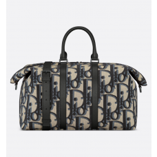 Dior Weekender 50 Bag Beige and Black Maxi Dior Oblique Jacquard