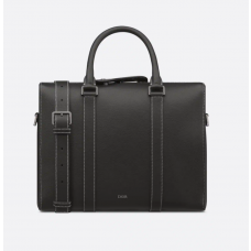 Dior Lingot Briefcase Black Grained Calfskin