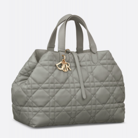 Dior Large Dior Toujours Bag Stone Gray Macrocannage Calfskin