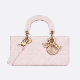 Dior Small Lady D-Joy Bag Pink Macrocannage Denim