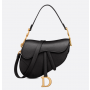Dior Saddle Bag with Strap Black Grained Calfskin