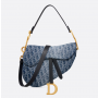 Dior Saddle Bag with Strap Blue Denim Dior Oblique Jacquard