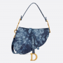 Dior Saddle Bag with Strap Blue Fleurs Mystiques Denim