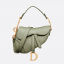 Dior Saddle Bag with Strap Pastel Peyote Green Pearlescent Deerskin