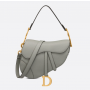 Dior Saddle Bag with Strap Stone Gray Grained Calfskin